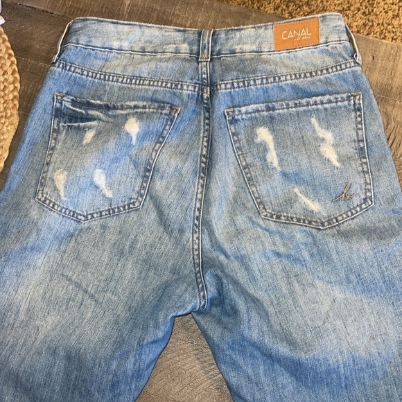 Distressed Blue Jeans with White Stripes CANAL - Picture 5 of 9